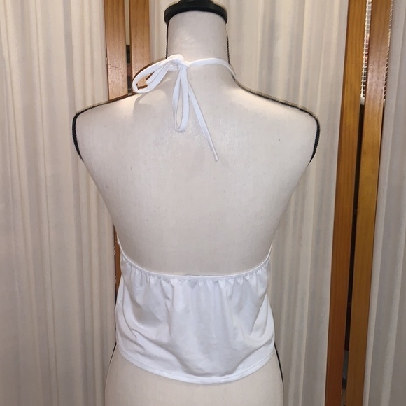 Womens White Crop Shirt, Size L - Picture 2 of 2